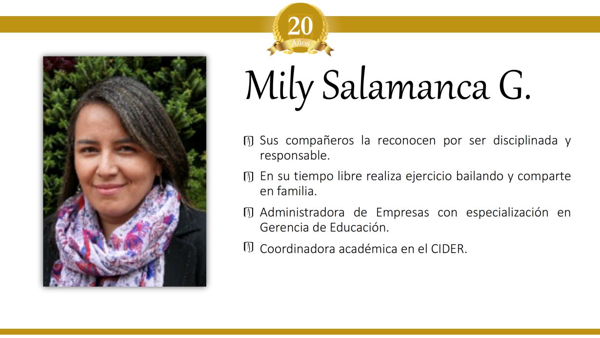 Milly Salamanca fue homenajeada por la universidad- Cider | Uniandes