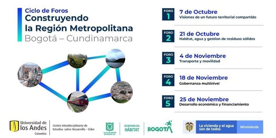 Agenda del ciclo de foros Construyendo la Región Metropolitana Bogotá – Cundinamarca - Cider | Uniandes