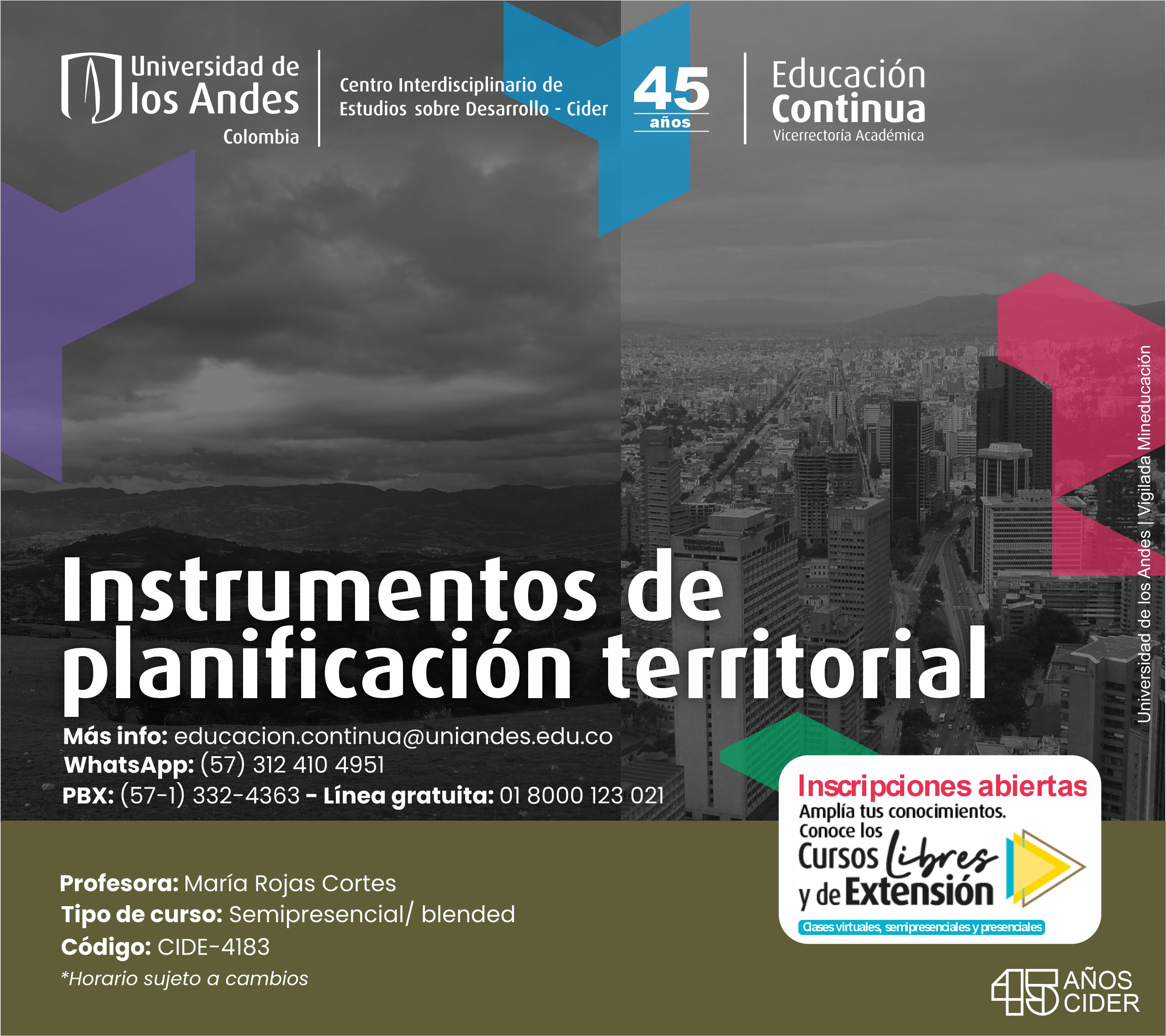 cursos-libres-extensión-Instrumentos de planificación territorial- Cider | Uniandes