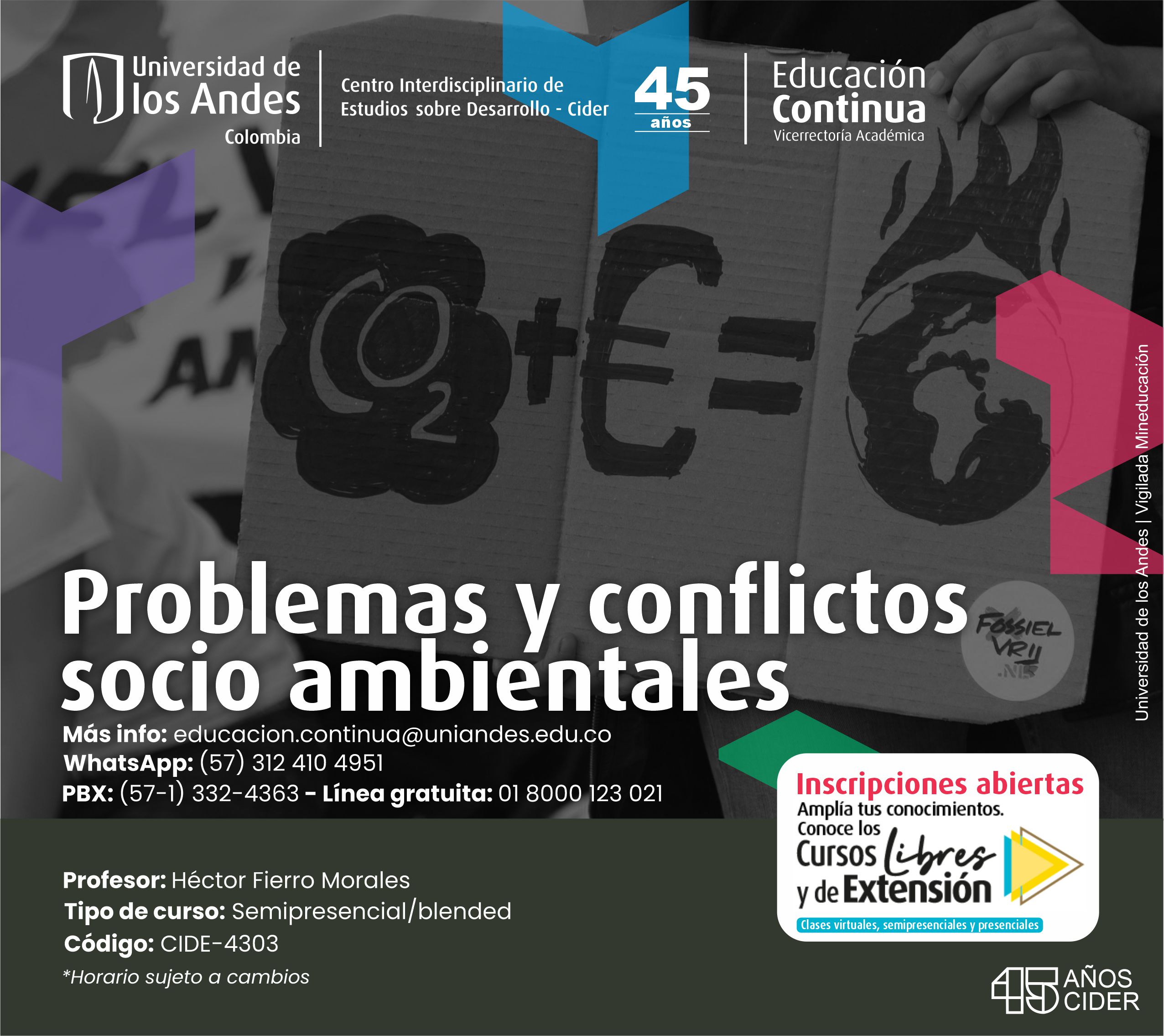 cursos-libres-extensión-Problemas y conflictos socio ambientales- Cider | Uniandes
