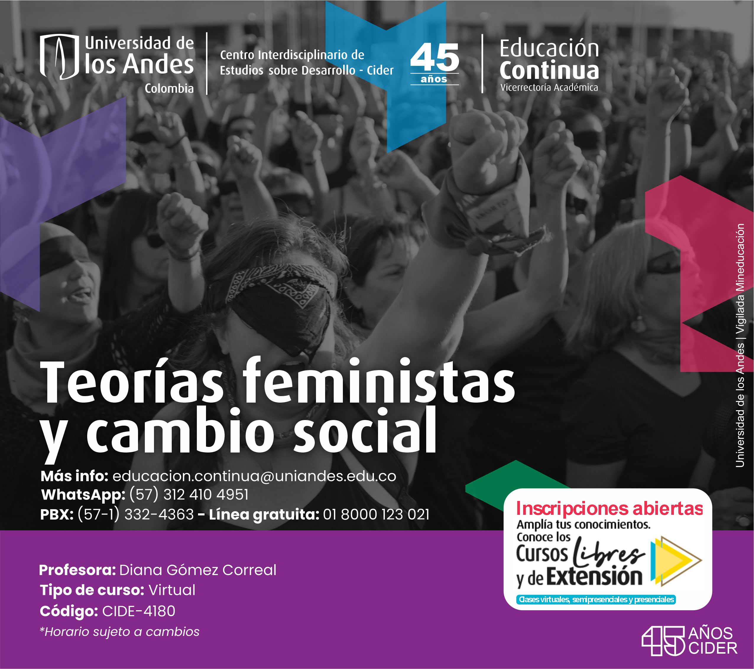 cursos-libres-extensión-Teorías feministas y cambio social- Cider | Uniandes